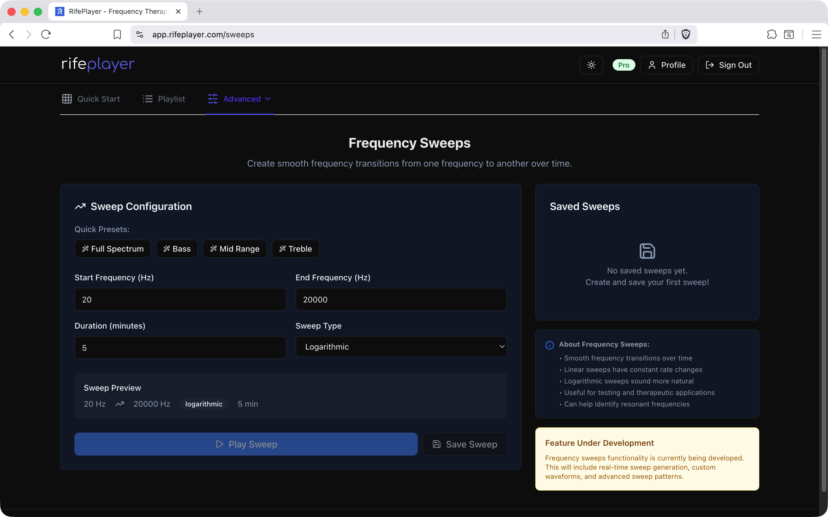 Frequency Sweeps