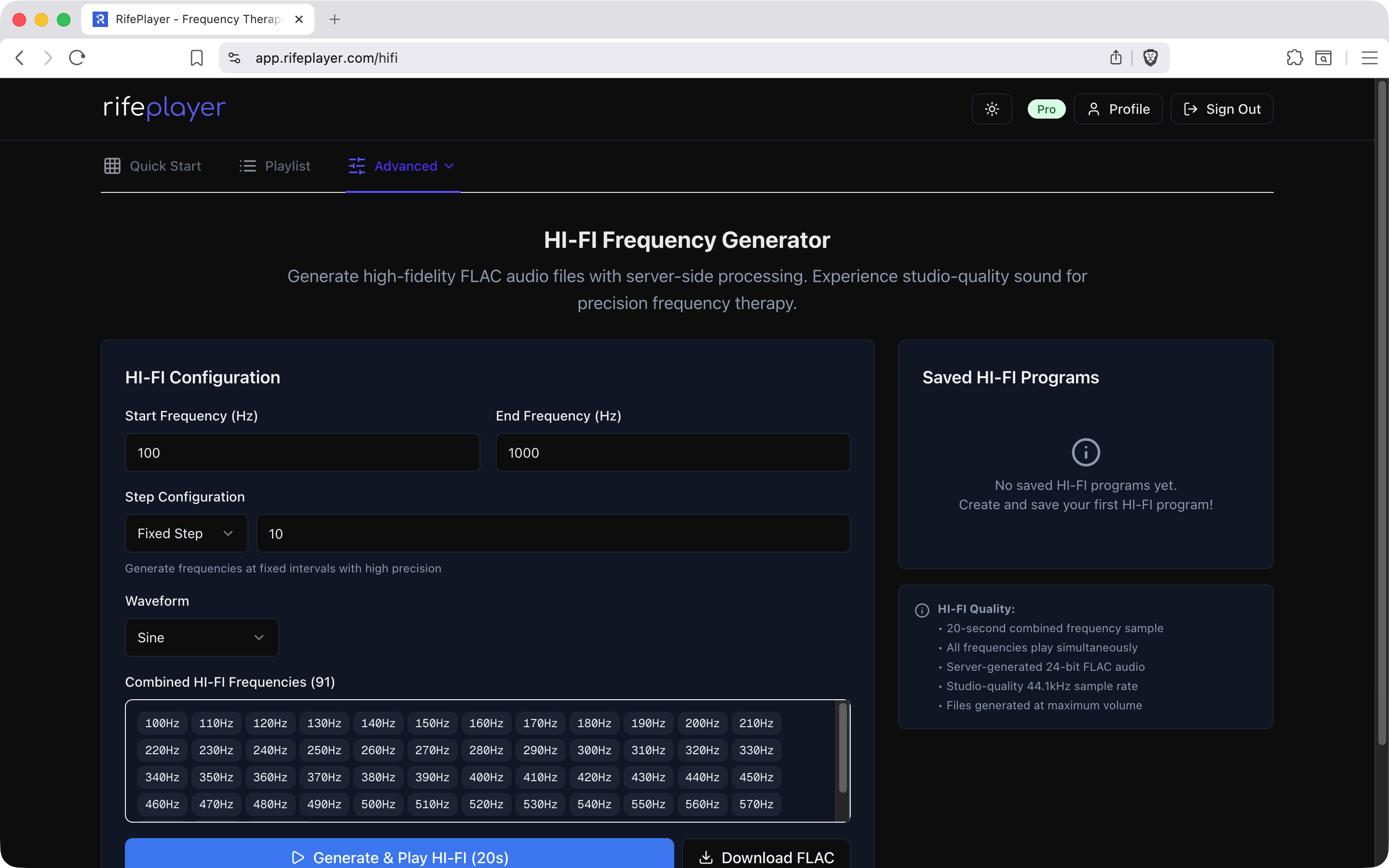 Hi-Fi 24-bit FLAC audio export