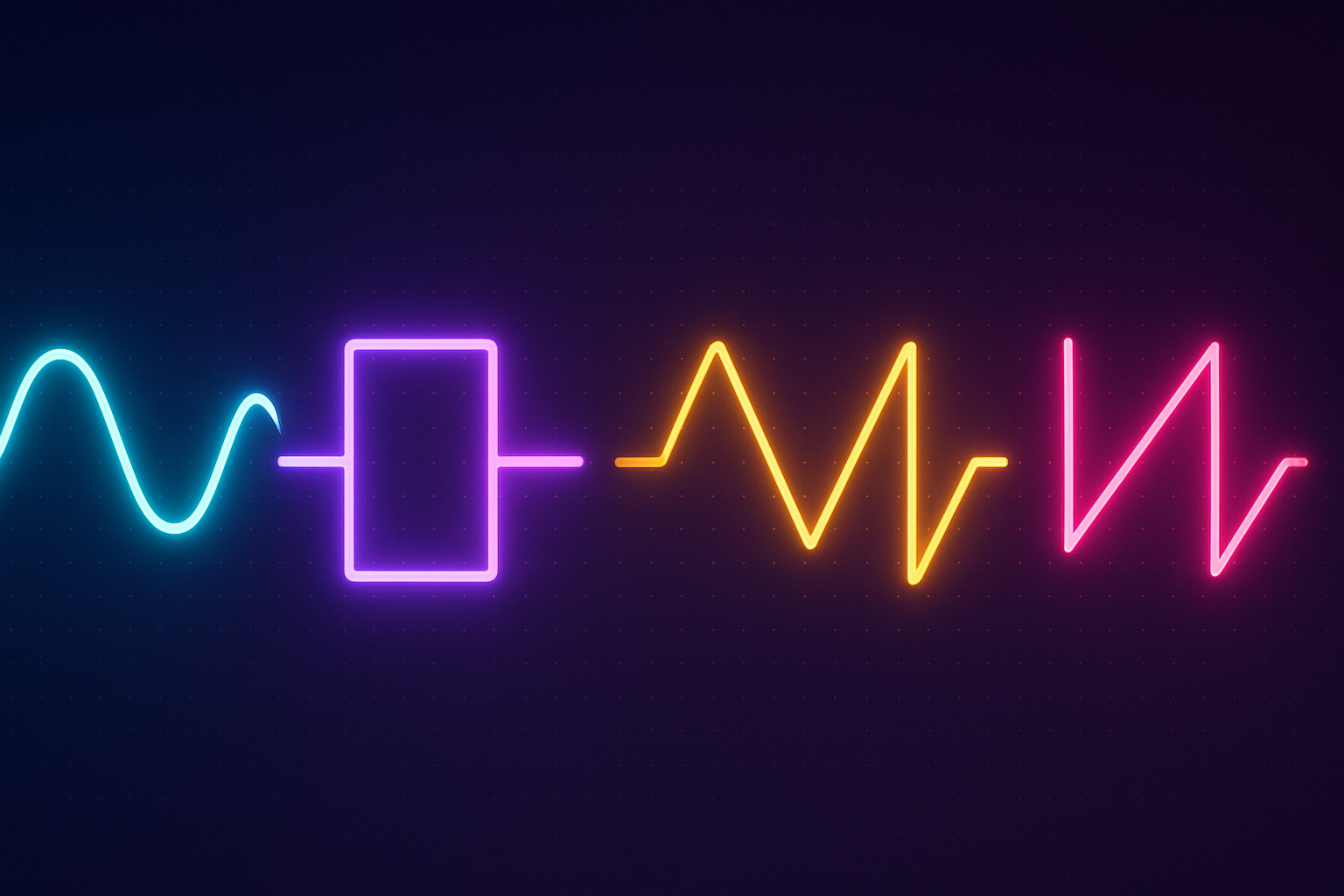 The 4 Waveforms in RifePlayer: Sine, Square, Triangle & Sawtooth